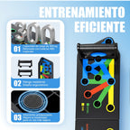 Tabla de flexiones multifuncional plegable，Entrenador de flexiones multifuncional plegable y portátil con asas antideslizantes y 2 bandas de resistencia. Diseño antideslizante, desmontable y fácil de guardar.barra de empuje para gimnasio en casa, manija d