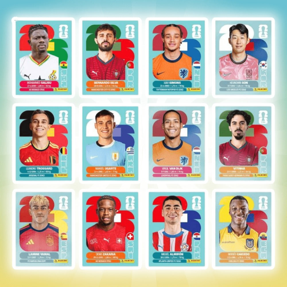 25X Panini Copa Mundial de Fútbol 2026 Paquetes de Stickers Aleatorios - 25 Bolsas Selladas, 175 Stickers Aleatorios