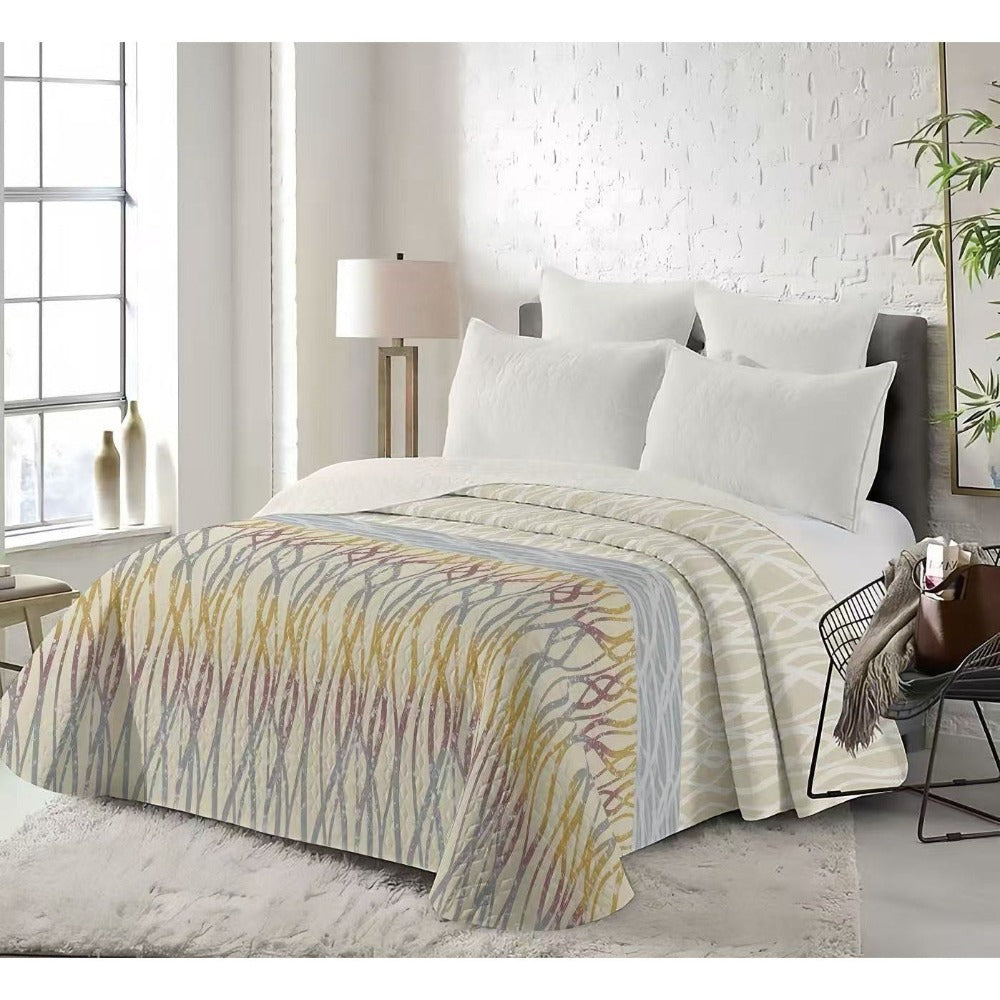 Colcha de Verano Reversible de Doble Cara con Estampado y Color Liso, Cubrecama Ligero para Decoración del Dormitorio Medida Disponible 190cm*260cm Vale para Cama90/105 medida240cm*260cm vale para cama de 135/150