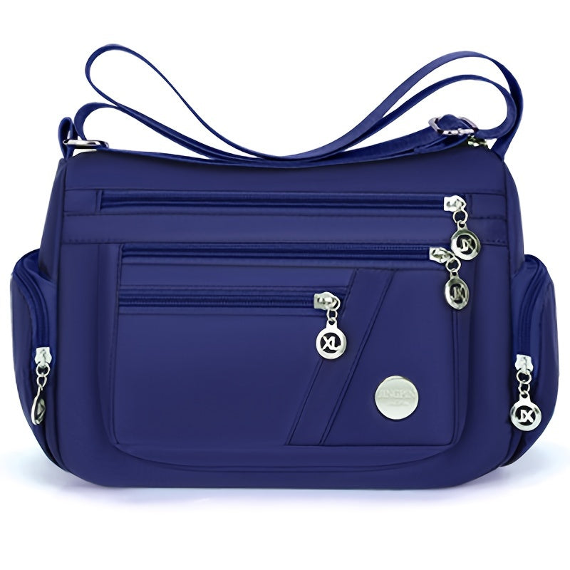 Lingzhikang Bolso Bandolera Unisex Casual - un Bolso de Hombro Espacioso con Múltiples Bolsillos y Correas Ajustables, Hecho de Forro Ligero y Duradero. La Versión Negra Presenta Detalles de Borlas