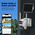 2 Cámaras WiFi de 8MP con Doble Lente, Visión Nocturna a Color, Ángulo de 360°, Audio Bidireccional, Detecção PIR y Alimentación Solar, Compatible con Red 2.4G