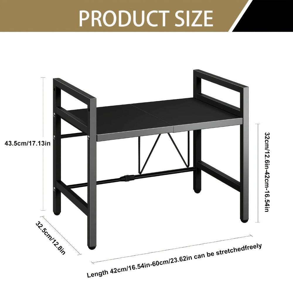 Estante de almacenamiento expandible de 2/3 niveles con 4 ganchos y soporte para tablas de cortar, estante de utilidad de encimera con altura y ancho ajustables, estante de almacenamiento para garaje, estante de almacenamiento vertical, extensible de 40-6
