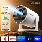 [Proyector Mini Portátil para el Hogar Magcubic HY300Pro] Nativo 720P, Compatible con 8K - 300ANSI - Enfoque Manual y Corrección Trapezoidal - Relación de Proyección 0.9:1 - Android 14 - Almacenamiento de 1GB RAM + 8GB ROM - Mini Proyector de Cine en Casa