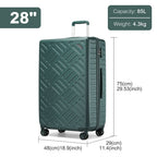 1pieza de 20/24/28 pulgadas Drak Green Sleek Geometric Pattern Hard Shell ABS+PC Maleta con cerradura TSA para viajes sin esfuerzo Regreso a la escuela Regalo de vacaciones