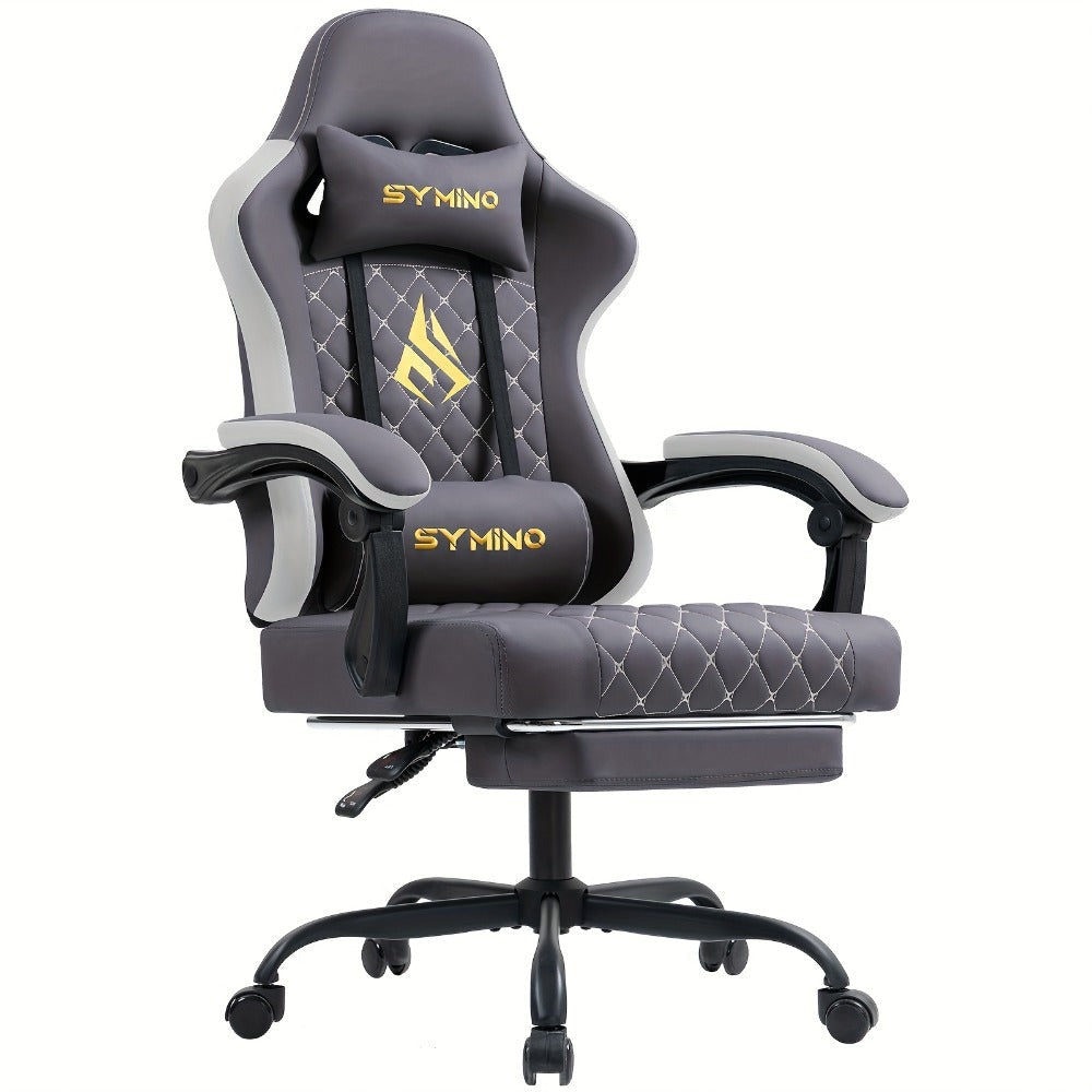 Silla de Oficina con Reposapiés, Silla Ergonómica, Silla Giratoria Ajustable con Soporte Lumbar, Silla de Oficina en Piel PU
