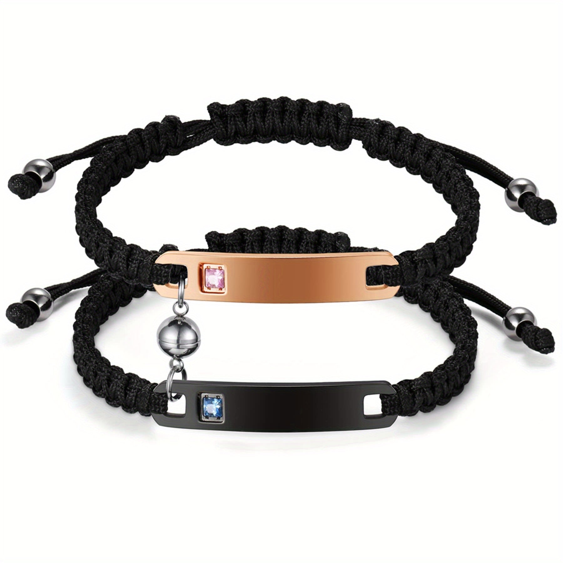 Pulsera Magnética de Acero Inoxidable para Parejas JewelryWe - Pulso Atractivo y Duradera con Cuerda Trenzada Adjustalbe, Regalo Ideál Para San Valentín o Aniversario. Diseño Elegante Vintage Unisex en Metal De Alta Calidad