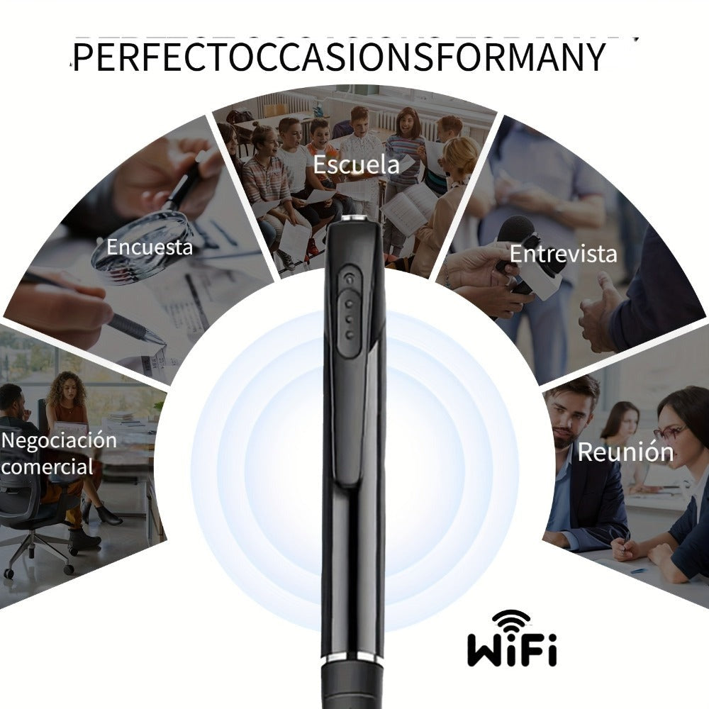 Grabadora de Video Inteligente con Cámara en Forma de Bolígrafo 1080P, Batería Portátil Integrada, Detección de Movimiento AI, Larga Autonomía, Grabación de Reuniones y Conferencias, Compatible hasta Tarjeta SD de 256G