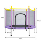 Trampolín de 1.5 pies con cubierta de red de seguridad y accesorios | Saltarín de espacio libre para uso en interiores y exteriores, forma redonda, material de hierro y ABS, disponible en naranja y rosa - Marca: youyijia