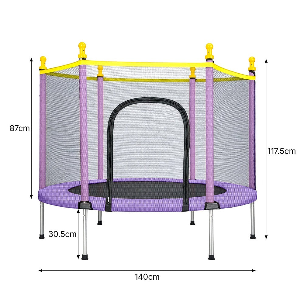 Trampolín de 1.5 pies con cubierta de red de seguridad y accesorios | Saltarín de espacio libre para uso en interiores y exteriores, forma redonda, material de hierro y ABS, disponible en naranja y rosa - Marca: youyijia