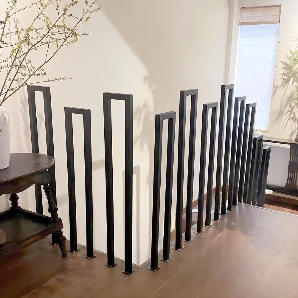Pasamanos para escaleras interiores y exteriores, barandilla en U, barandilla de metal, pasamanos de escalera en forma de U, pasamanos de escalera para barandilla de balcón, negro.