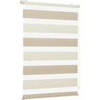 Persiana enrollable doble Sekey con fijación de abrazadera sin taladrar para ventanas, persiana enrollable doble de dos colores de 100 cm de ancho, protección solar de doble persiana enrollable, 100x130 cm, beige y marrón
