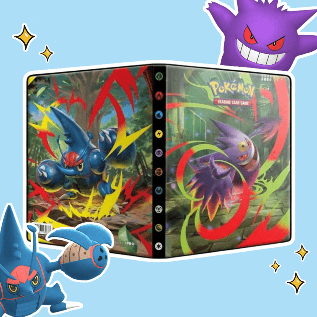 Pokémon ME02 - Portafolio de 4 Bolsillos - Carpeta Oficial de Coleccionista para Almacenamiento Seguro de Cartas de Pokémon, Ideal para Coleccionistas y Jugadores