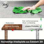 Encimeras de acero inoxidable para cocina con protector contra salpicaduras, incluye patas ajustables y estante inferior extra grande, carga máxima de 250 kg