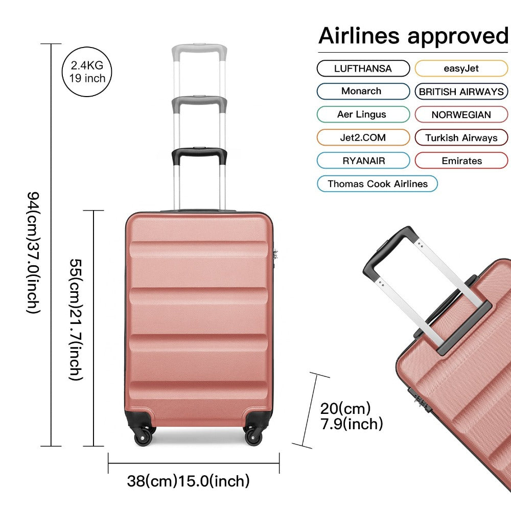 Diseño horizontal desnudo de gran capacidad con cerradura TSA ruedas giratorias maleta de shell duro ABS para regreso a clases regalo de vacaciones