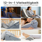 Almohada de Cuña Ajustable para Reflujo Ácido y Apnea del Sueño - Cama y Sofá con Soporte para Cabeza/Piernas y Espalda para ERGE, Ronquidos, Noches - Almohadas de Espuma de Alta Densidad para Leer y Ver TV
