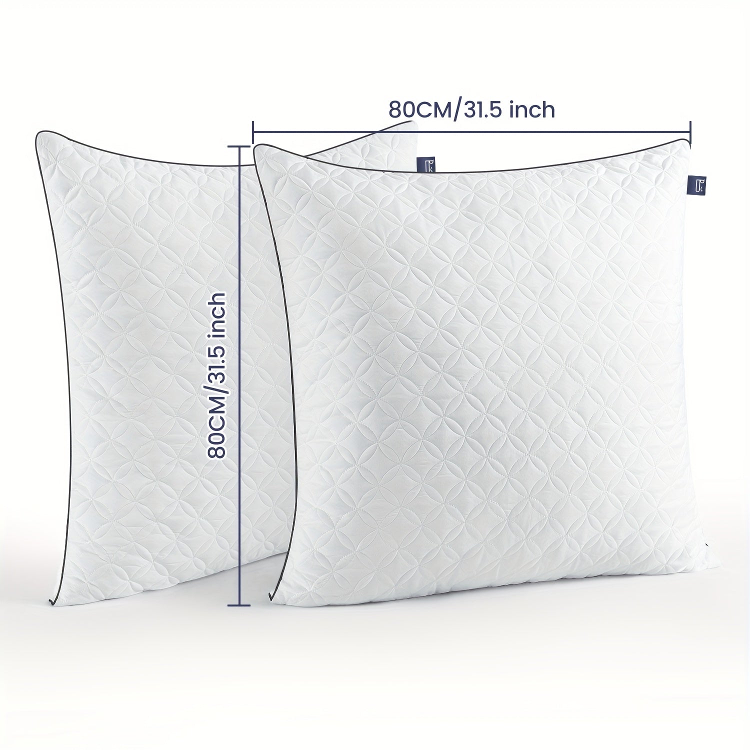 Almohadas para dormir 2 Pack 80×80CM, Almohadas para dormir de lado y de espalda, Almohadas super suaves rellenas de microfibra alternativa a la pluma