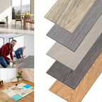 Piso de PVC, Piso de Vinilo 91.44X15.24X0.2Cm, Azulejos Autoadhesivos 18 piezas para 2.5M², 36 piezas para 5M², Piso de Vinilo con Clic, Laminado Adhesivo con Efecto Madera, Roble Cálido/Negro Roble/Beige-Gris/Roble Blanco/Gris