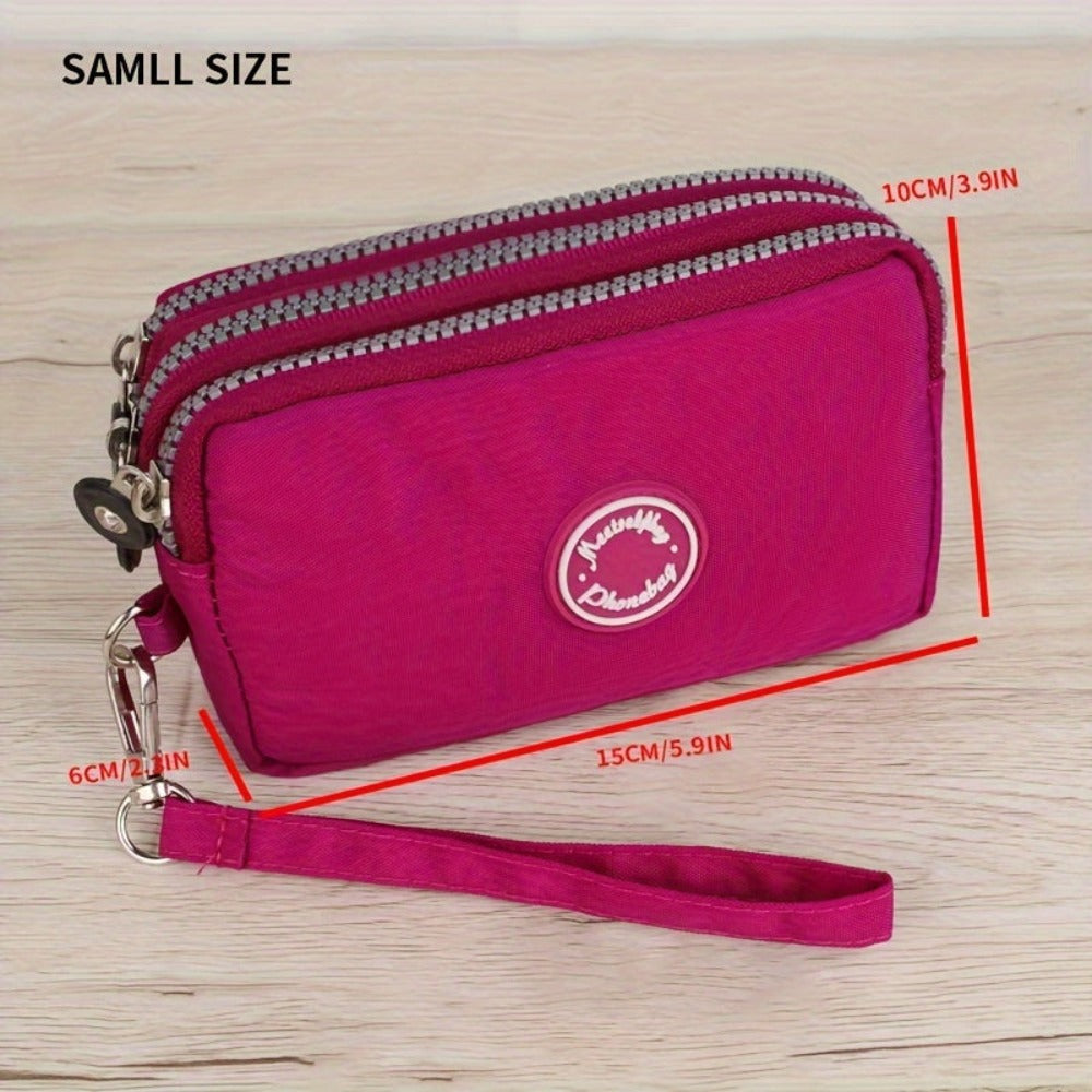 Cartera de Mujer de 3 Capas con Cremallera, Estuche de Lluvia para Llaves, Billetera de Gran Capacidad, Organizador de Cables de Datos, Tarjetero, Funda para Teléfono, Bolso Móvil