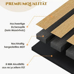 4 paneles acústicos 3D de 120X60X2.1Cm, 2.88Sqm - 4 piezas, paneles de pared con aspecto de madera, materiales de aislamiento acústico, revestimiento de pared para aislamiento acústico eficaz, con aislamiento acústico de fieltro, para estudio de grabación