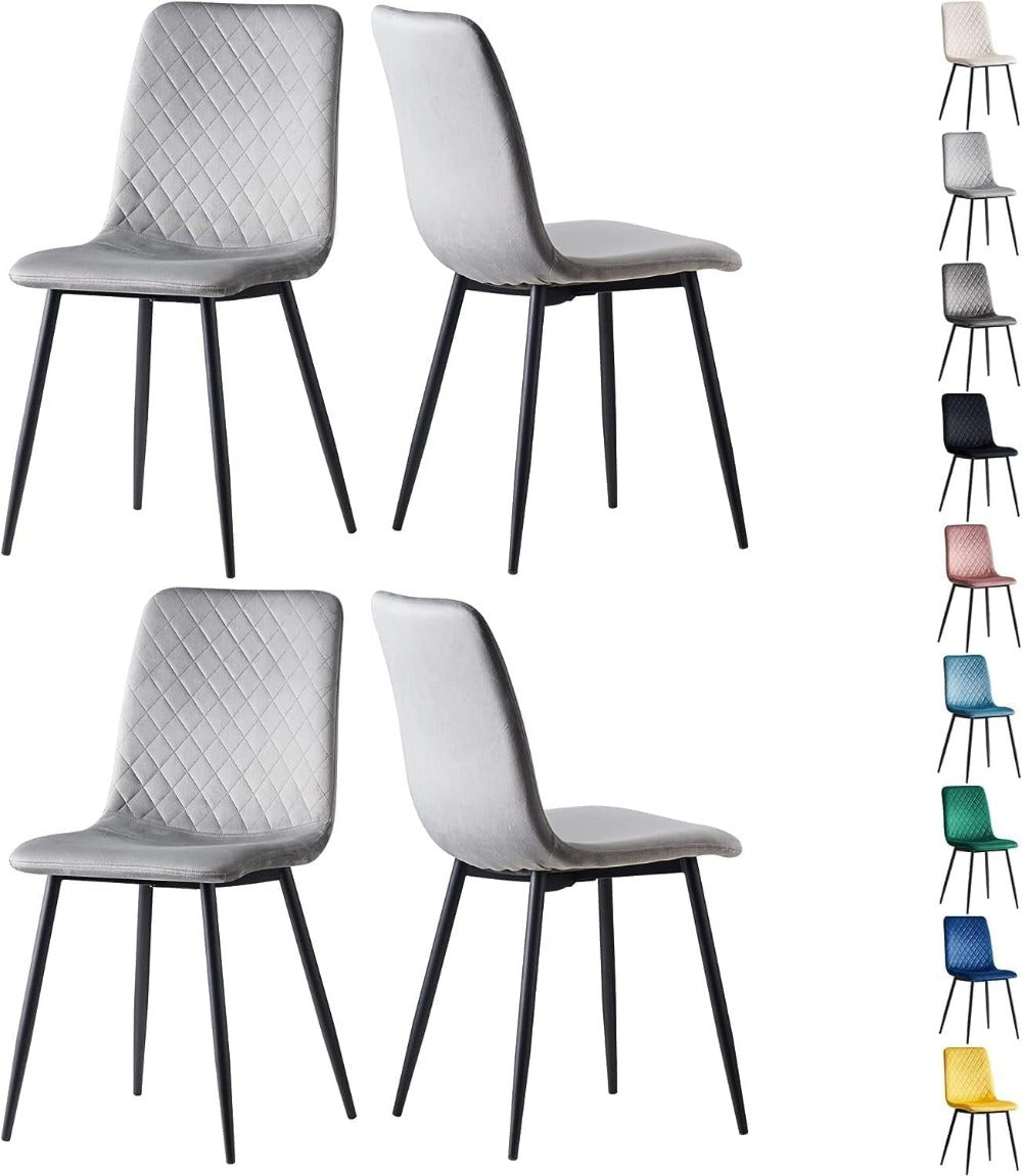 Sillas de comedor MCC Direct en conjunto de 4 piezas Hechas de terciopelo, patas de metal, sillas Lexi, sillas de diseño