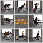 Banco de Pesas Ajustable, Banco de Entrenamiento Plegable con Capacidad de 299.37 KG, Soporte Extendido para Cabeza, Cuello y Columna, Banco Inclinado, Declinado y Plano para Entrenamiento de Fuerza en Gimnasio en Casa