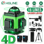 1 Juego de Nivel Láser de 16 Líneas con Nivelación Automática de 360°, Herramienta de Nivel Láser de Línea Cruzada Verde 4X360° para Construcción y Colgar Cuadros, Nivel Láser 4D con 2 Baterías Recargables