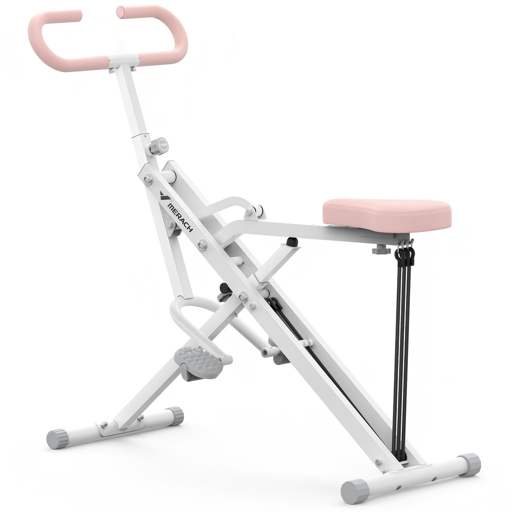 MERACH Máquina de Sentadillas 2 en 1, Máquina de Sentadillas, Entrenador de Glúteos y Piernas Plegable para el Hogar, Equipo de Entrenamiento de Sentadillas Fácil de Montar