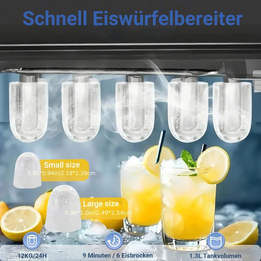 Fabricante de hielo comercial de doble uso con diseño de tapa transparente, refrigeración eficiente, duradero, ideal para restaurantes y bares, perfecto para cocinas de oficina