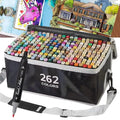 Juego de 262 rotuladores de doble punta con estructura cuadrada y bolsa de almacenamiento para pintar, dibujar y diseñar, suministros de pintura, herramientas de arte, herramientas de grabado, rotuladores de pintura