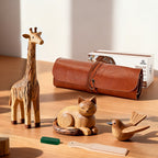 Set de 15 herramientas de tallado de madera PU para bolsas, kit de tallado de madera artístico, caja de regalo para tallado de madera, para amantes de la artesanía