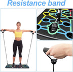 Tabla de flexiones multifuncional plegable，Entrenador de flexiones multifuncional plegable y portátil con asas antideslizantes y 2 bandas de resistencia. Diseño antideslizante, desmontable y fácil de guardar.barra de empuje para gimnasio en casa, manija d