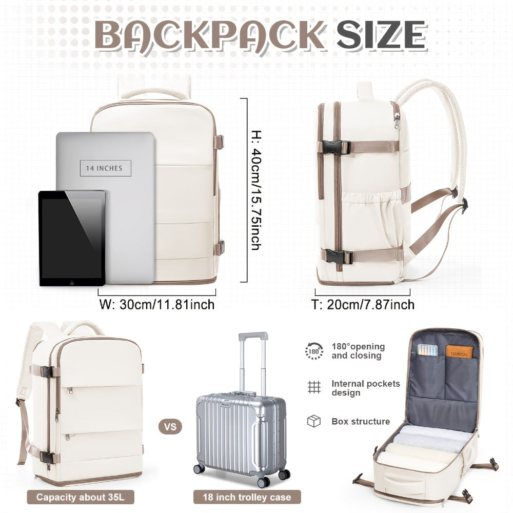 Mochila de Viaje Aprobada por Ryanair, 40X30X20Cm, Bolso de Mano para Aerolíneas, Mochila para Laptop de Gran Capacidad con Compartimento para Zapatos, Bolso de Fin de Semana de Negocios, Mochila Aprobada para Bajo el Asiento en el Avión
