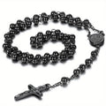 Collar de acero inoxidable para hombre con cuentas en forma de Y de la Biblia de Jesús