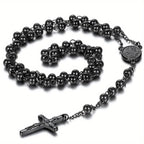 Collar de acero inoxidable para hombre con cuentas en forma de Y de la Biblia de Jesús
