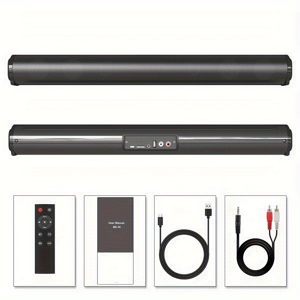 Lange BS-10 Barra de Sonido Inalámbrica con Conexión Inalámbrica, Tipo-C y Operación - Altavoz Compacto para TV, Ideal para Cine, Smartphones, Tabletas, PCs y Dispositivos de Streaming