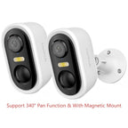 2 piezas Cámara de seguridad exterior LaxiHub, resolución 1296P, cámara CCTV con batería de 5200mAh para seguridad del hogar, almacenamiento en la nube/SD (hasta 256G), detección de movimiento con IA, foco, visión nocturna en color, audio bidireccional, d