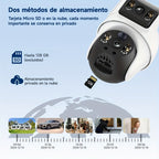 2 Piezas Cámara Binocular Solar WiFi Exterior 6MP, Detección de Humanos, Seguimiento de Movimiento, Intercomunicador Bidireccional, Visión Nocturna a Color, Alertas por Notificación