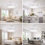 Ventilador de techo con Blanco en 3 Temperaturas de con Mando a Distancia -Motor DC Eficiente y Silencioso, 3 tonalidades, aspas desplegables retráctiles, 6 velocidades, control remoto, memoria, temporizador, silencioso y bajo consumo.