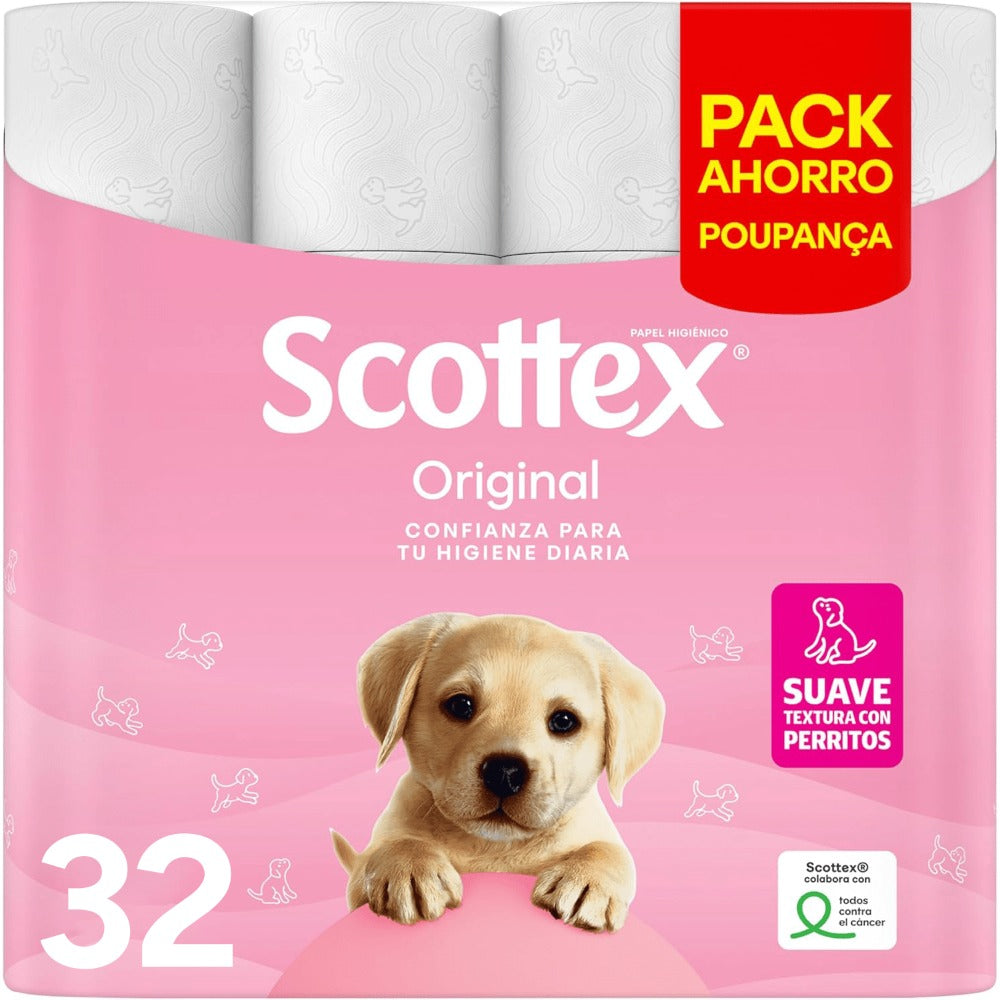 Scottex Papel Higiénico, Rollos De Dos Capas Que Proporcionan El Equilibrio Correcto De Suavidad Y Resistencia
