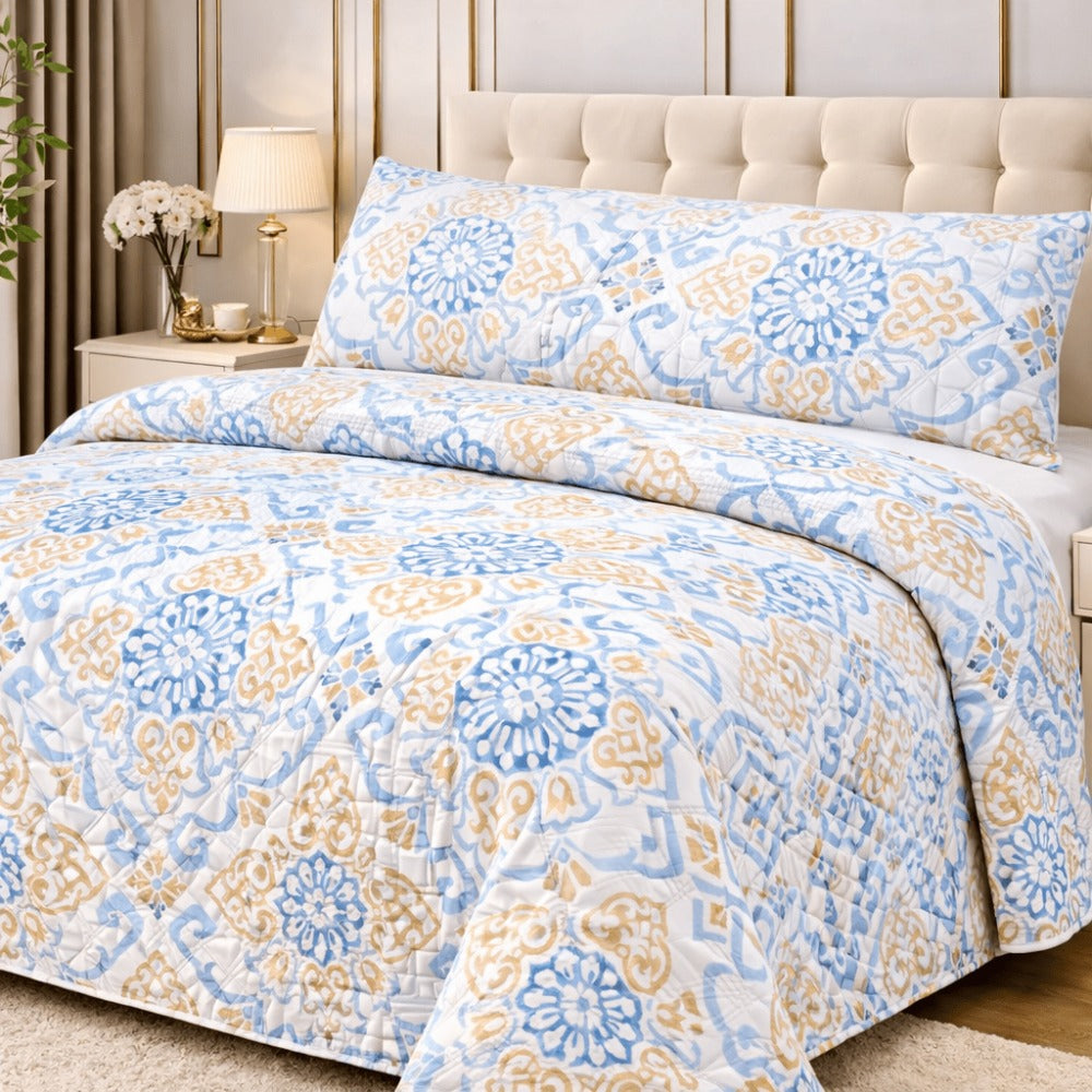 Edredón Ligero Estampado de Verano, Colcha Pinsonic de Microfibra Reversible Bouti, Cubrecama Moderno con Patrón en Relieve Transpirable para Todas las Estaciones, Decoración de Dormitorio para Primavera y Verano (Sin Fundas de Almohada) para Todas las Ta