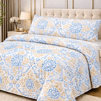Edredón Ligero Estampado de Verano, Colcha Pinsonic de Microfibra Reversible Bouti, Cubrecama Moderno con Patrón en Relieve Transpirable para Todas las Estaciones, Decoración de Dormitorio para Primavera y Verano (Sin Fundas de Almohada) para Todas las Ta