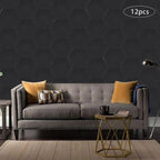 12 Paneles Acústicos Autoadhesivos | Paneles de Pared Insonorizados Hexagonales de Espuma Acústica de 30*35cm Fibra de Poliéster para Estudios de Grabación Negro