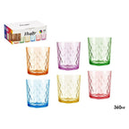 Juego de 6 Vasos de Vidrio, 360ml, Estilo Retro, Surtido de Colores Arcoíris, Ideales para Regalo de Navidad, Cócteles, Agua o Jugo, Vajilla Elegante para el Hogar