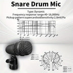 Juego de 7 micrófonos dinámicos de metal para batería - Adecuados para grabación profesional de batería con micrófonos para bombo, tom/snare y platillos, equipados con pinzas para micrófono