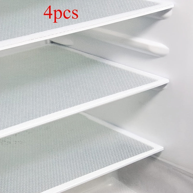 4 Piezas de Forros para Refrigerador de Silicona - Impermeables y Resistentes al Aceite, Alfombrillas No Comestibles, 2 Colores (Azul/Blanco) para Neveras, Estantes, Cajones, Armarios - Fácil Limpieza, Duraderos, Diseño Ahorra Espacio