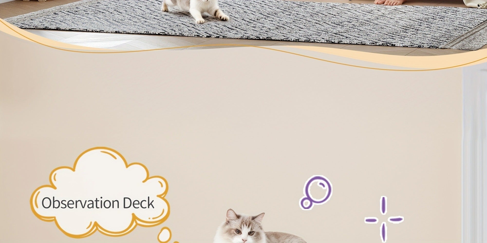 Torre para Gatos Pequeña, 98Cm de Alto, Espaciosa y Robusta, con un Perch Grande Suave, Juguetes de Felpa, Escondites, Postes para Rascar, Alfombrilla para Rascar Gatos, Disponible en Gris Claro/Gris Oscuro/Beige