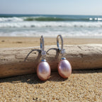 Caja de Regalo YAMI, Pendientes de Perlas de Agua Dulce para Mujer, Pendientes de Perlas de Agua Dulce, Blanco/Morado/, Pendientes de Plata Esterlina 925 Hipoalergénicos, Adecuados para Regalos de Joyería para Mujer en Cualquier Ocasión, Regalos de Cumple