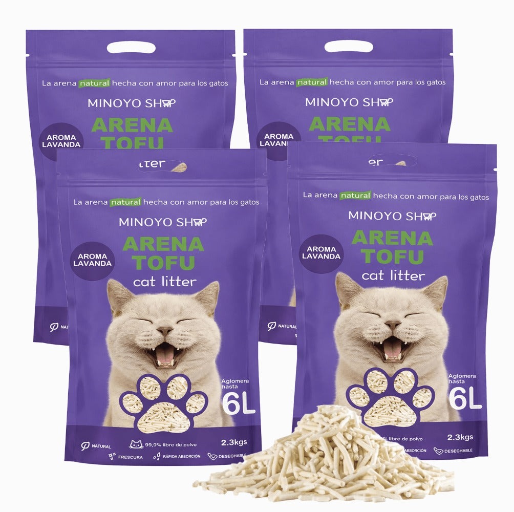 4PCS Arena de Tofu para Gatos aglomera 6L - Sin Polvo Fácil de Aglomerar y Controla Olores -y Segura para Gatitos 2-2.3kg cada bolsa