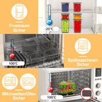 Juego de 52 contenedores de plástico sellados aptos para alimentos - 26 recipientes + 26 tapas | Especial para cereales/harina/granos de café/hojuelas de maíz - Artefacto de almacenamiento de cocina, con tapas
