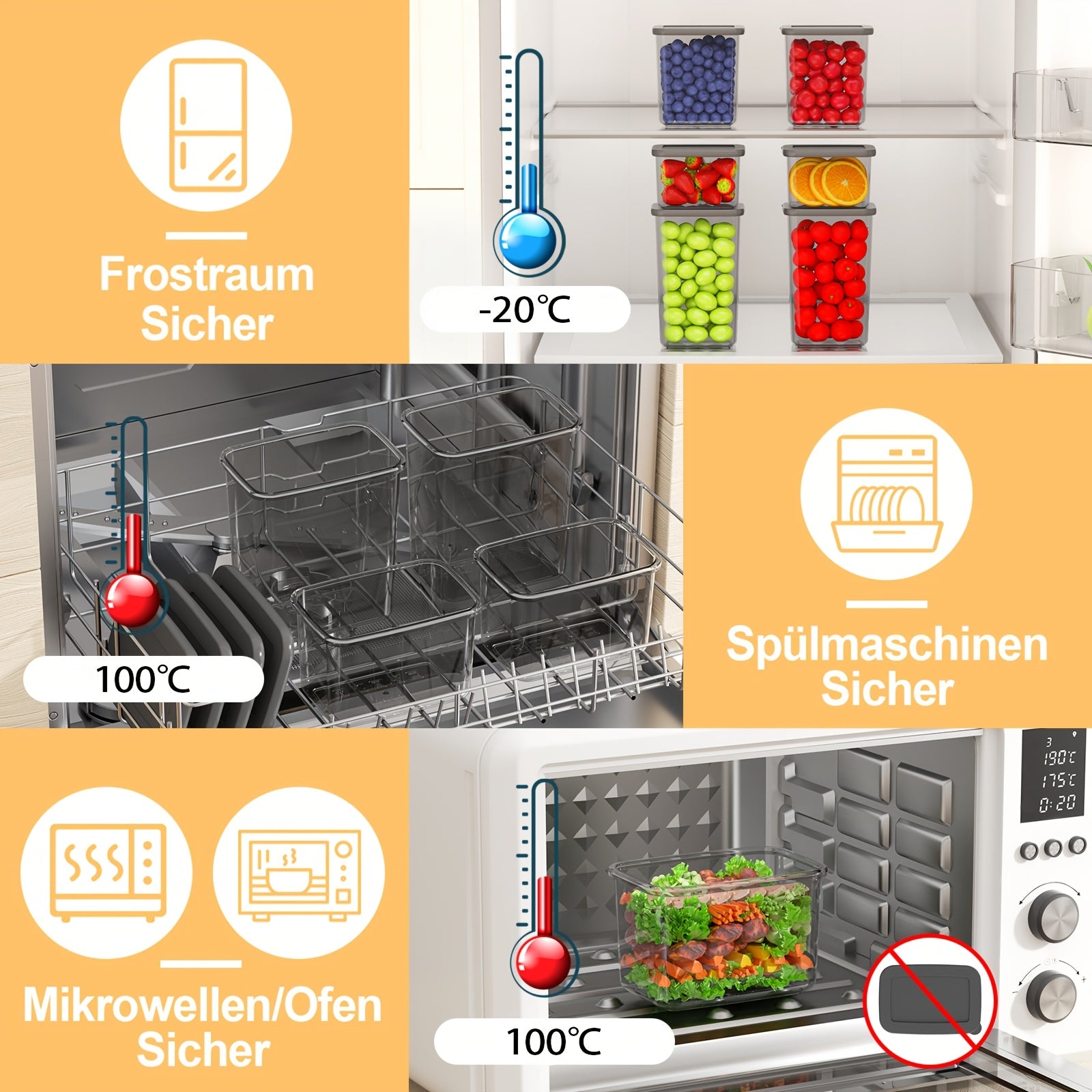 Juego de 52 contenedores de plástico sellados aptos para alimentos - 26 recipientes + 26 tapas | Especial para cereales/harina/granos de café/hojuelas de maíz - Artefacto de almacenamiento de cocina, con tapas